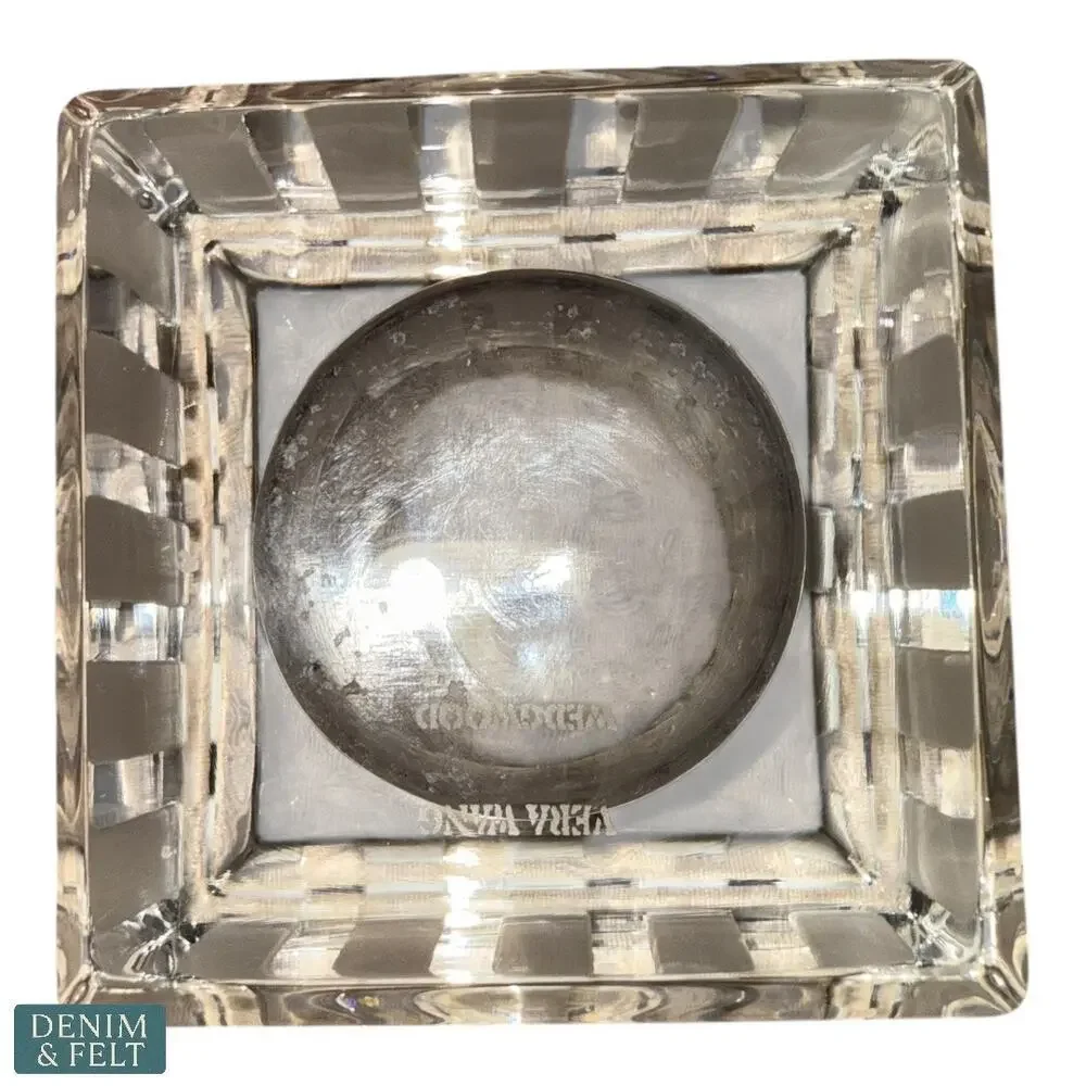 Wedgwood Crystal Votive Holder 3” Square Frosted Stripes Design Set of 2!!‎
